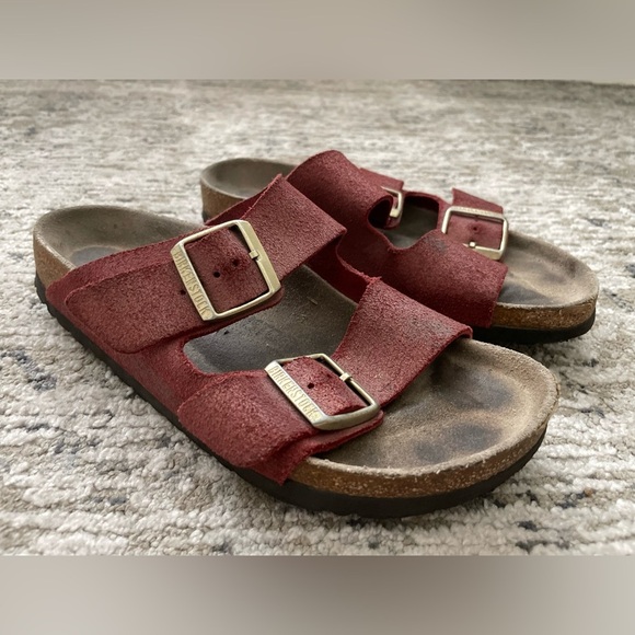 Birkenstock Arizona Magical Metallic Maroon Sandals Size 38 / Womens 7 - Picture 4 of 8